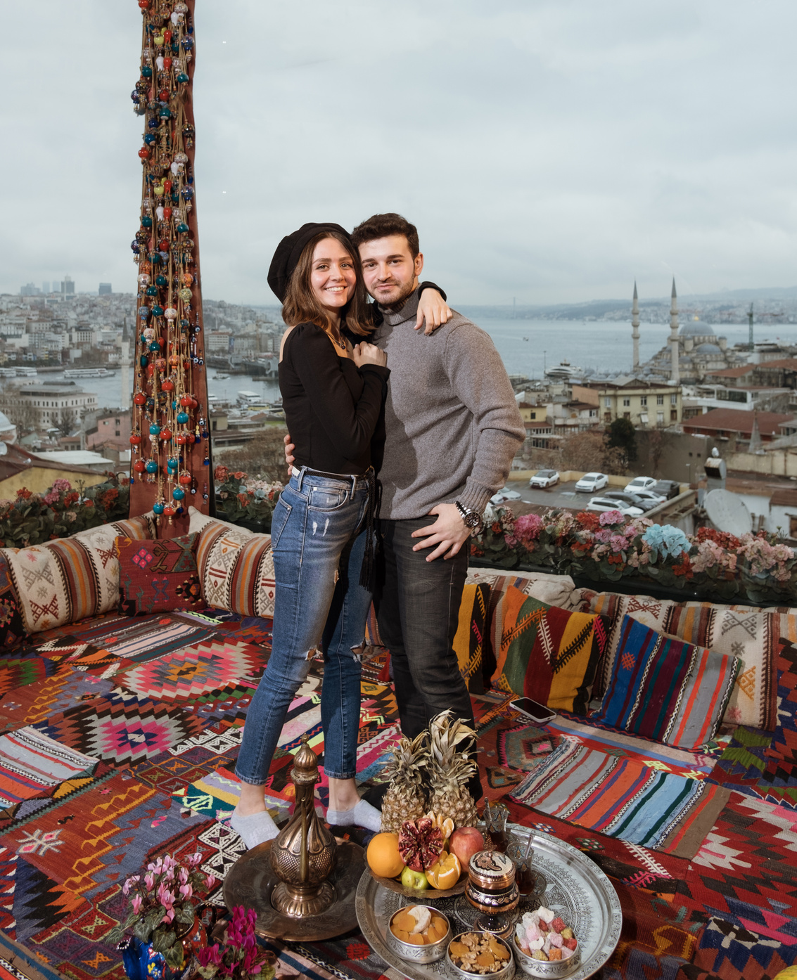 Couple at a Traditional Turkish Restaurant